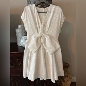 Sachin + Babi White Textured Midi Dress with Front Bow